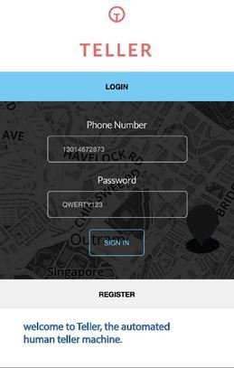 Teller app screenshot